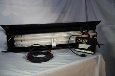 KINO 2 BANK BALLAST RED W/ HEADER CABLE , 4' 2 BANK KINO HOUSING AND MALE PIN MOUNTING BACK PLATE