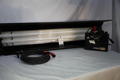 KINO 2 BANK BALLAST RED W/ HEADER CABLE , 4' 2 BANK KINO HOUSING AND MALE PIN MOUNTING BACK PLATE