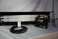 KINO 2 BANK BALLAST RED W/ HEADER CABLE , 4' 2 BANK KINO HOUSING AND MALE PIN MOUNTING BACK PLATE