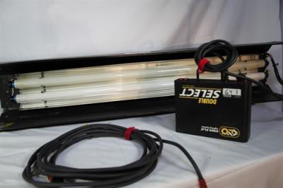 KINO 2 BANK BALLAST RED W/ HEADER CABLE , 4' 2 BANK KINO HOUSING AND MALE PIN MOUNTING BACK PLATE