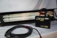 KINO 2 BANK BALLAST RED W/ HEADER CABLE , 4' 2 BANK KINO HOUSING AND MALE PIN MOUNTING BACK PLATE