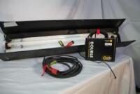 KINO 2 BANK BALLAST RED W/ HEADER CABLE , 4' 2 BANK KINO HOUSING AND MALE PIN MOUNTING BACK PLATE