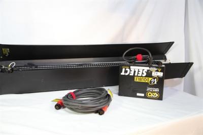 KINO 2 BANK BALLAST RED W/ HEADER CABLE , 4' 2 BANK KINO HOUSING AND MALE PIN MOUNTING BACK PLATE