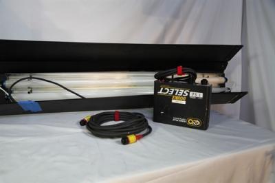 KINO 2 BANK BALLAST RED W/ HEADER CABLE , 4' 2 BANK KINO HOUSING AND MALE PIN MOUNTING BACK PLATE
