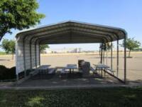 All-Steel Carport w/Plastic Picnic Tables