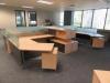 4 PERSON MODULAR WORKSTATION WITH CABINETS AND GLASS DIVIDERS, 196" X 201" - 2