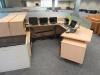 4 PERSON MODULAR WORKSTATION WITH CABINETS AND GLASS DIVIDERS, 196" X 201" - 3