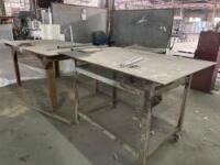 Lot (2) Work Tables, Cart, Cabinet