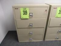 FIREKING 4 DRAWER LATERAL FILE, (WITH KEY)