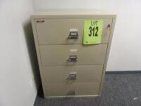 FIREKING 4 DRAWER LATERAL FILE, (WITH KEY)
