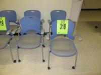 LOT (4) HERMAN MILLER CAPER STACKING CHAIRS WITH FLEX NET, ARMS AND CASTERS