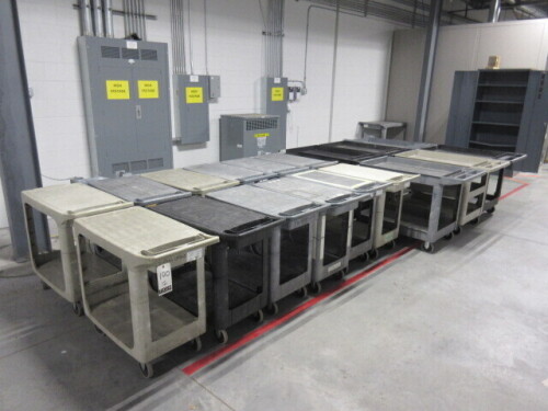 Lot (18) Assorted Rubbermaid and Uline Carts