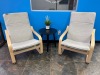 Lot (2) IKEA POANG Series Arm Chairs, Table