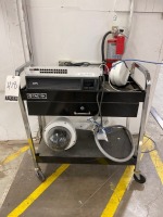 Rolling Cart, (9) Hik Vision Security Cameras, APC Battery Backup & Cisco Meraki Switch