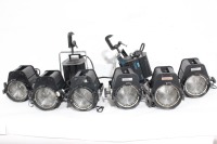 Lot (8) Strand Lighting Fresnelite 6" 1000 Watt Hanging Fresnel Light w/ Connector, C-Clamp
