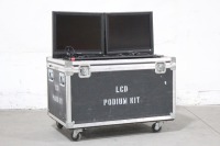 Custom Teleprompter Kit w/ (2) Sharp LC20S1U-B LCD Color TV Monitors, (3) Prompter Glasses, (2) Stands w/ Bases (33"-62") in Wheeled Hard Case