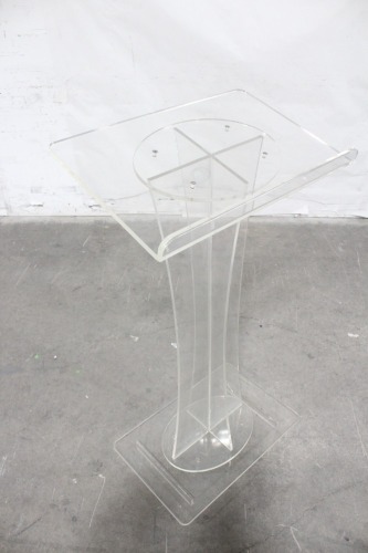 Clear Acrylic Table w/ 18" Square Base & 18" Diameter Round Top