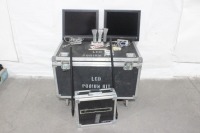Custom Teleprompter Kit w/ (2) Sharp LC20S1U-B LCD Color TV Monitors, (2) Prompter Glasses, (2) Pole Stands (33"-62") in Wheeled Hard Case