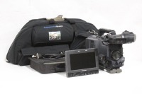 Panasonic AG-HPX500P P2 HD Broadcast Camcorder (3,226 Op Hours) w/ Panasonic BT-LH80WP 7.9" Multi-Format Color Electronic Production LCD Monitor/Viewfinder, VEQ4548 Viewfinder, VCT-U14 Camera Plate, Anton Bauer Tandem AC Adapter, & Portabrace Camcorder Ba