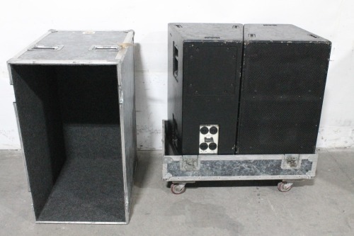 Lot (2) EAW KF650e Passive 3-Way Speakers in Wheeled Hard Case