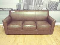 6ft Faux Leather Couch-Brown