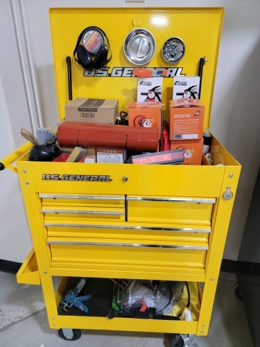 Lot US General Tool Cart w/ Contents