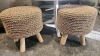 Knoll 36" White low circular lounge tables & Wool Poufs - 2