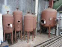 Lot (5) Assorted Size Steel Manufacturer Process Tanks