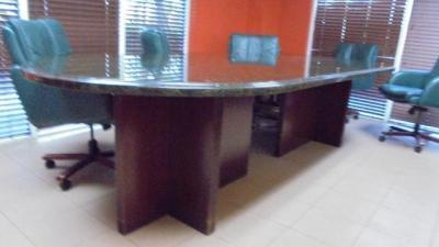 Lot Consisting of Wood Frame Conference Table W/ Mable Top