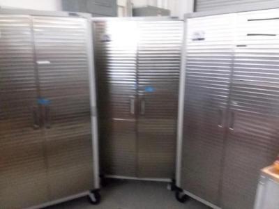 Lot of 3 Upright Storage Cabinets H 72in x L 36in x D 18in w/ Contents