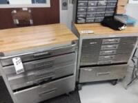Lot of 2 (6) Drawer Carts on Wheels w/Top Contentsincluded