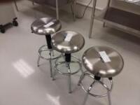 Lot of (3) Stainless Steel Adjustable Stools