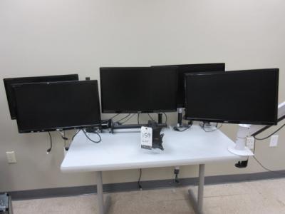 Lot Consisting Of (6) Acer S231HL bid 23in Widescreen Ultra-Slim LED Monitors - Black, Mounted on, (3) SIIG Articulating Dual Monitor Desk Mounts, 13in to 27in