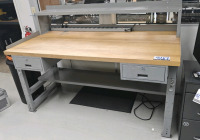 BUTCHER BLOCK TOP ADJUSTABLE HEIGHT WORKBENCH