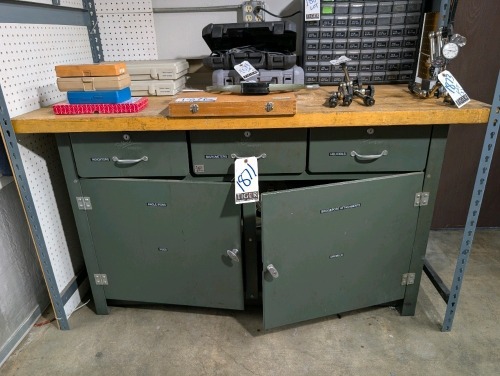 Three Drawer Cabinet Workbench w/Hardwood Top