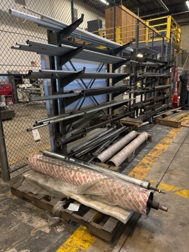Material Racks w/ Rollers & Assorted Pipe