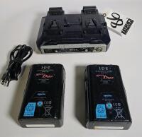 IDX VL-2 Plus 2 Bank Battery Charger w/ IDX Duo 150Wh V-Lock Batteries