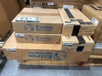 (2) Extron Electronics Primary Grey Shelves & AMX Spare Parts