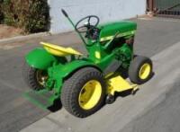 1963 John Deere Lawn Tractor from Mad Men, VIN- NO VIN ON LAWN TRACTORS, Mileage- NO ODOMETER, Kohler Engine, 3 Forward Gears And 1 Reverse Gear, Tires Have Cracks In Them, Rotating Blades Under Mowing Deck, BEEN RESTORED