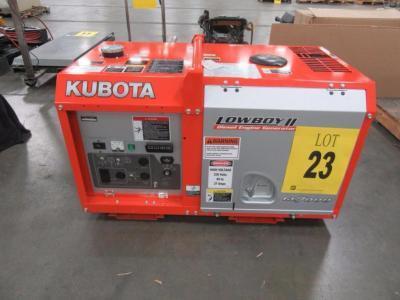 KUBOTA GL7000 LOWBOY II DIESEL ENGINE GENERATOR, RATED OUTPUT COP 6.5 KW, 120/240V, 54.1/27.1 A, 60 HZ, SINGLE PHASE, (NO KEY)